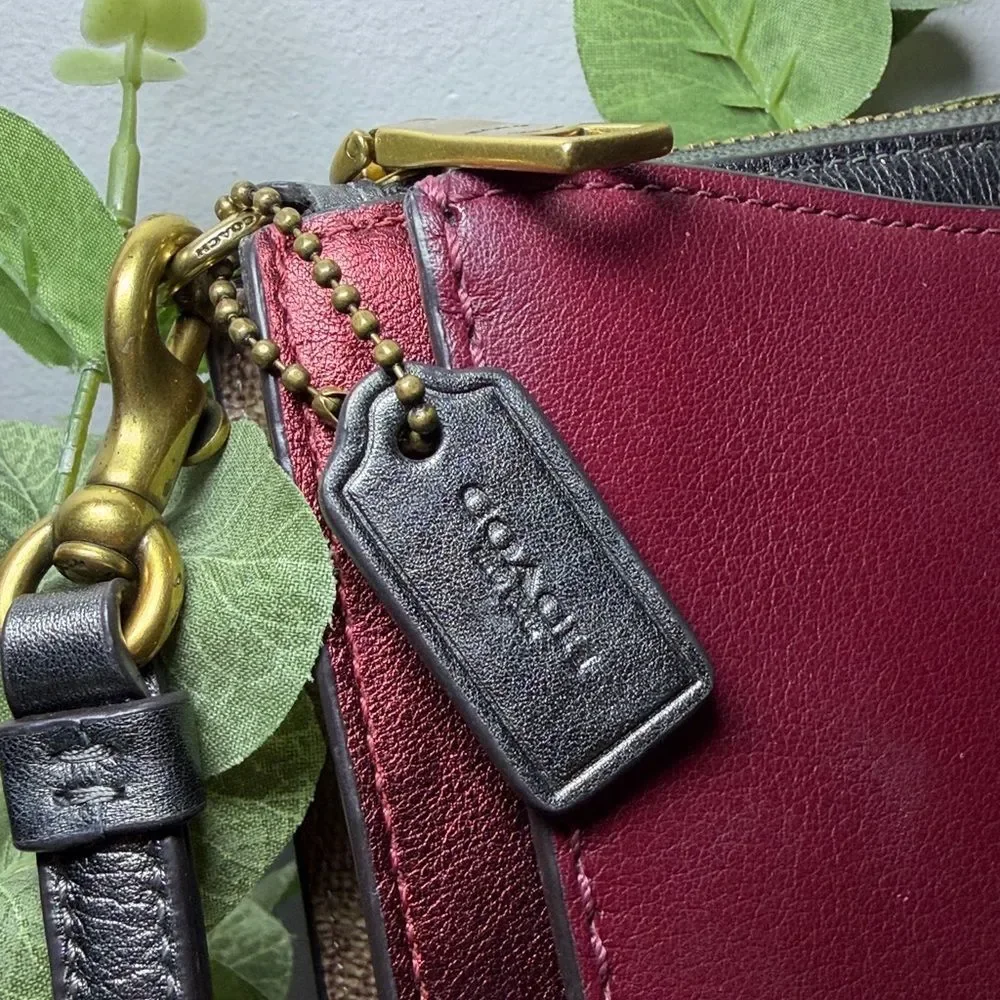 Coach Dreamer Wristlet  Elegant Burgundy and Gray Wristlet